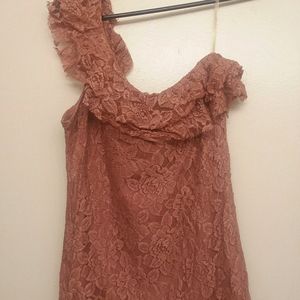 Forever 21 one shoulder strap floral lace top